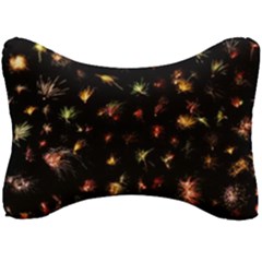 Fireworks Christmas Night Dark Seat Head Rest Cushion by Sapixe