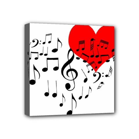 Singing Heart Mini Canvas 4  X 4  by FunnyCow