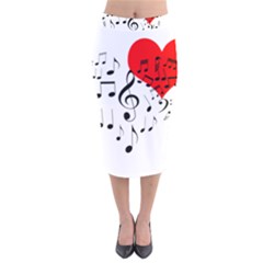 Singing Heart Velvet Midi Pencil Skirt by FunnyCow