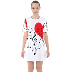 Singing Heart Sixties Short Sleeve Mini Dress by FunnyCow