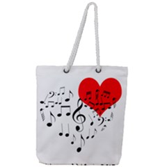 Singing Heart Full Print Rope Handle Tote (large) by FunnyCow