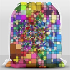 Abstract Squares Arrangement Drawstring Bag (large) by Nexatart