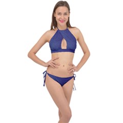 Fractal Rendering Background Blue Cross Front Halter Bikini Set by Nexatart