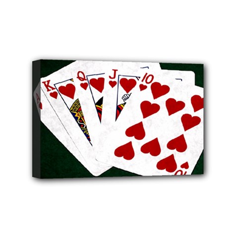 Poker Hands   Royal Flush Hearts Mini Canvas 6  X 4  by FunnyCow