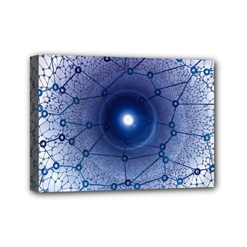 Network Social Abstract Mini Canvas 7  X 5  by Nexatart