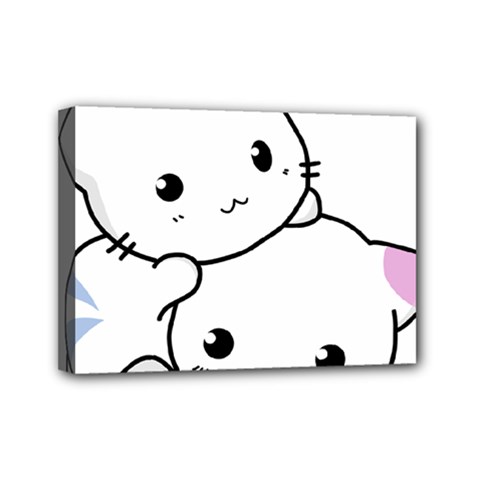 Kitty Cuddling Cat Kitten Feline Mini Canvas 7  X 5  by Sapixe