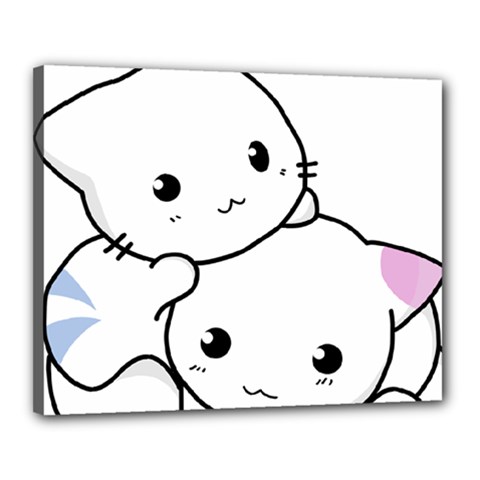 Kitty Cuddling Cat Kitten Feline Canvas 20  X 16  by Sapixe