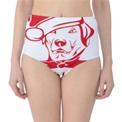 Dog Santa Hat Winter Christmas Classic High-waist Bikini Bottoms by Sapixe
