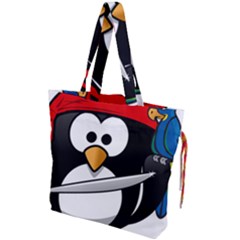 Penguin Pirate Tux Animal Bandana Drawstring Tote Bag by Sapixe