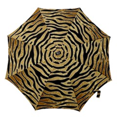 Golden Vector Embossed Golden Black Zebra Stripes Hook Handle Umbrellas (medium) by flipstylezfashionsLLC