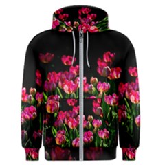 Pink Tulips Dark Background Men s Zipper Hoodie by FunnyCow