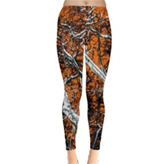 Red Night Of Winter Leggings  by FunnyCow