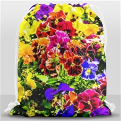Viola Tricolor Flowers Drawstring Bag (large) by FunnyCow
