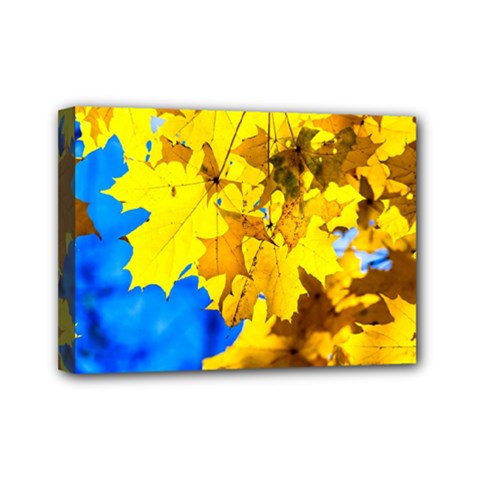 Yellow Maple Leaves Mini Canvas 7  X 5  by FunnyCow