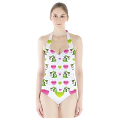 Dragons And Hearts Halter Swimsuit by IIPhotographyAndDesigns