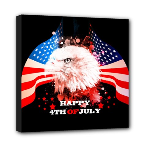 Independence Day, Eagle With Usa Flag Mini Canvas 8  X 8  by FantasyWorld7