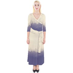 Cloudy Foggy Forest With Pine Trees Quarter Sleeve Wrap Maxi Dress by genx