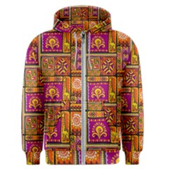 Traditional Africa Border Wallpaper Pattern Colored 3 Men s Zipper Hoodie by EDDArt