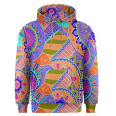 Pop Art Paisley Flowers Ornaments Multicolored 3 Men s Pullover Hoodie by EDDArt