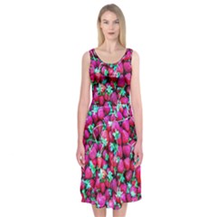 Pile Of Red Strawberries Midi Sleeveless Dress by FunnyCow