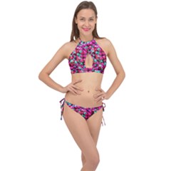 Pile Of Red Strawberries Cross Front Halter Bikini Set by FunnyCow