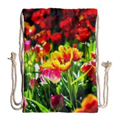 Colorful Tulips On A Sunny Day Drawstring Bag (large) by FunnyCow