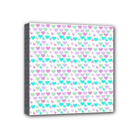 Hearts Butterflies White 1200 Mini Canvas 4  X 4  by snowwhitegirl