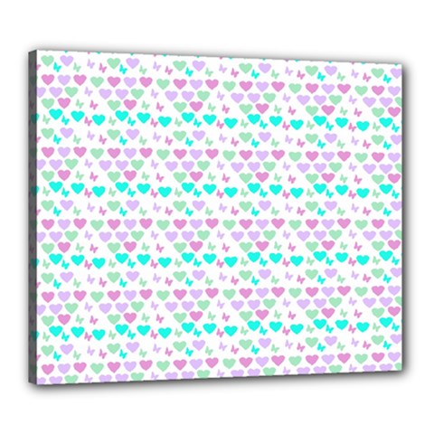 Hearts Butterflies White 1200 Canvas 24  X 20  by snowwhitegirl