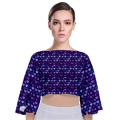 Hearts Butterflies Blue Tie Back Butterfly Sleeve Chiffon Top by snowwhitegirl