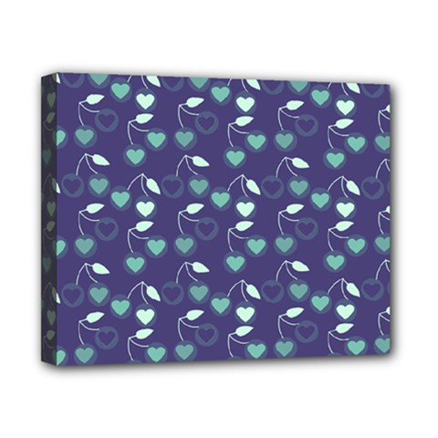 Heart Cherries Blue Canvas 10  X 8  by snowwhitegirl