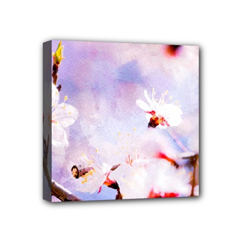 Pink Sakura Purple Background Mini Canvas 4  X 4  by FunnyCow
