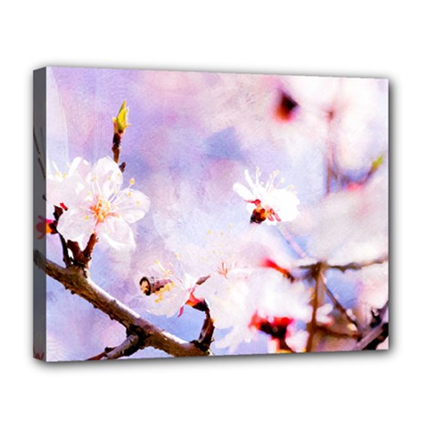 Pink Sakura Purple Background Canvas 14  X 11  by FunnyCow