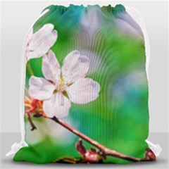 Sakura Flowers On Green Drawstring Bag (large) by FunnyCow