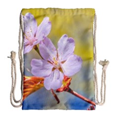 Sakura Flowers On Yellow Drawstring Bag (large) by FunnyCow