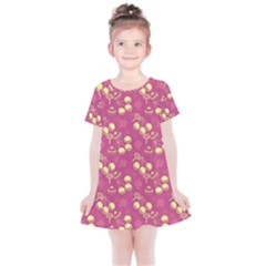 Yellow Pink Cherries Kids  Simple Cotton Dress by snowwhitegirl