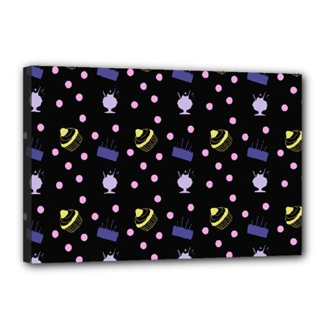 Cakes And Sundaes Black Canvas 18  X 12  by snowwhitegirl