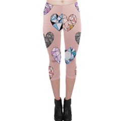 Gem Hearts And Rose Gold Capri Leggings  by NouveauDesign