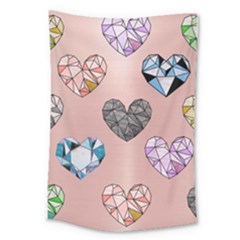 Gem Hearts And Rose Gold Large Tapestry by NouveauDesign
