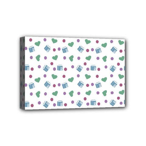 White Milk Hearts Mini Canvas 6  X 4  by snowwhitegirl