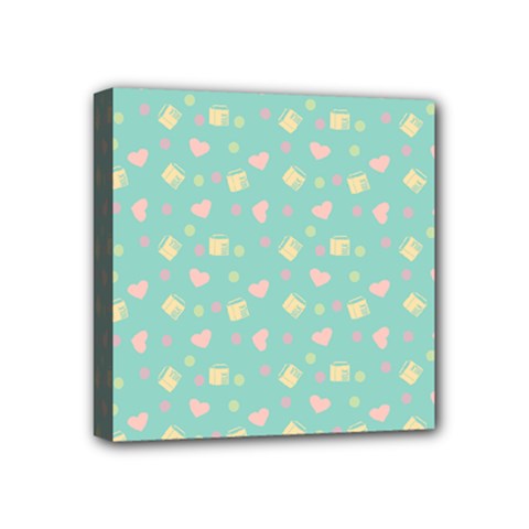 Teal Milk Hearts Mini Canvas 4  X 4  by snowwhitegirl