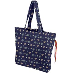 Blue Milk Hearts Drawstring Tote Bag by snowwhitegirl