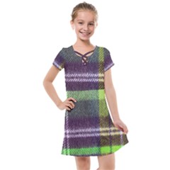 Neon Green Plaid Flannel Kids  Cross Web Dress by snowwhitegirl