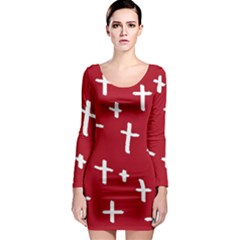 Red White Cross Long Sleeve Bodycon Dress by snowwhitegirl