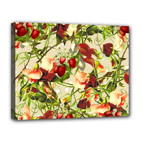 Fruit Blossom Beige Canvas 14  X 11  by snowwhitegirl