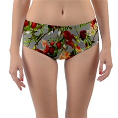 Fruit Blossom Gray Reversible Mid-waist Bikini Bottoms by snowwhitegirl