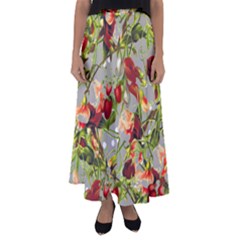 Fruit Blossom Gray Flared Maxi Skirt by snowwhitegirl
