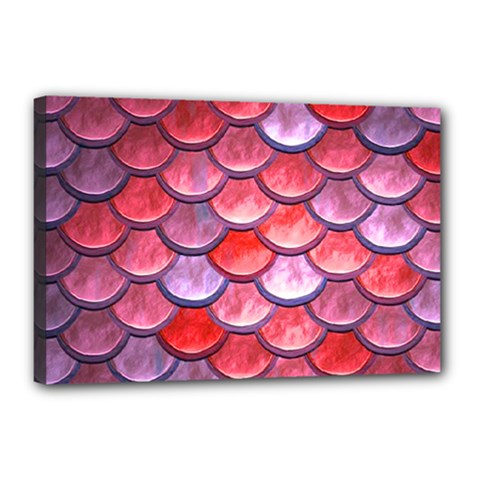 Red Mermaid Scale Canvas 18  X 12  by snowwhitegirl
