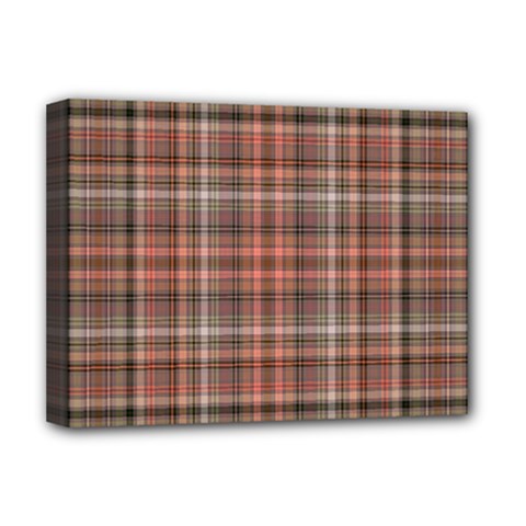 Peach  Plaid Deluxe Canvas 16  X 12   by snowwhitegirl