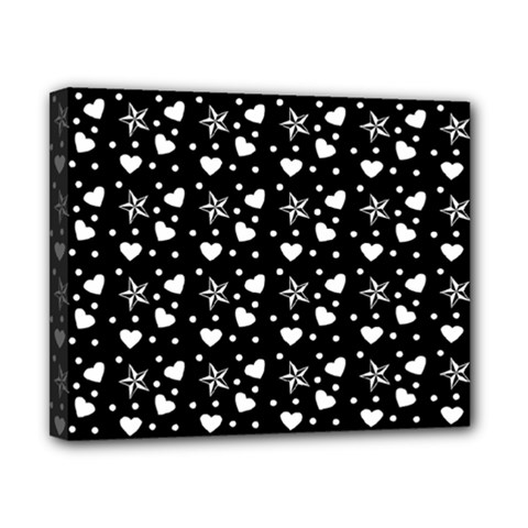 Hearts And Star Dot Black Canvas 10  X 8  by snowwhitegirl
