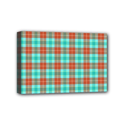 Aqua Orange Plaid Mini Canvas 6  X 4  by snowwhitegirl